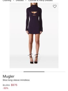 Mugler Deep Purple Long-Sleeve Cutout Minidress